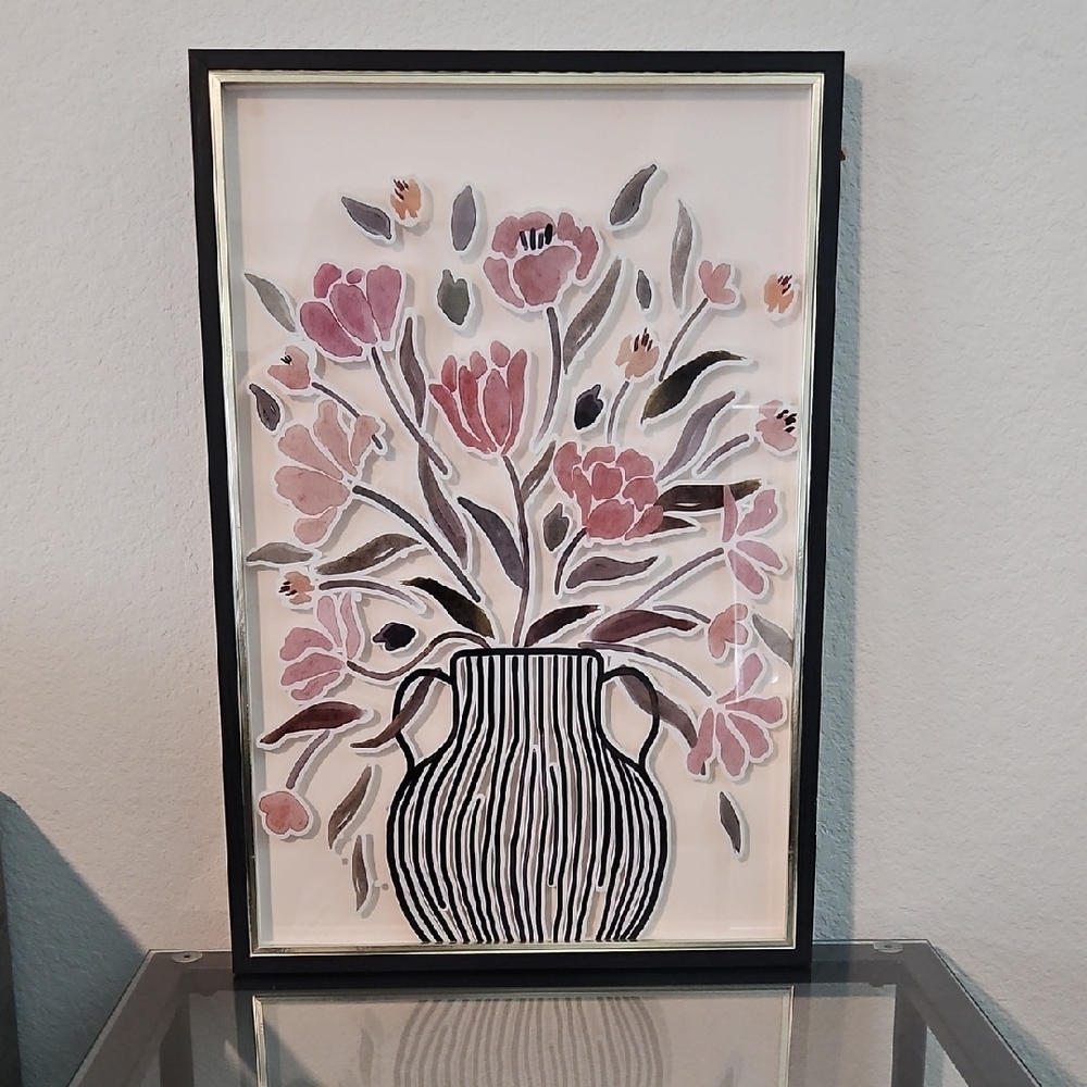 Floral Art Print in Black Frame